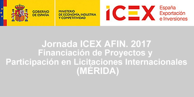 Jornada ICEX AFIN. Financiación de Proyectos y Participación en Licitaciones Internacionales (MÉRIDA)