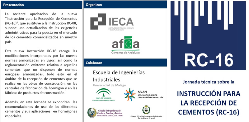 Málaga. Jornada técnica “Instrucción para la Recepción de Cementos (RC-16)”