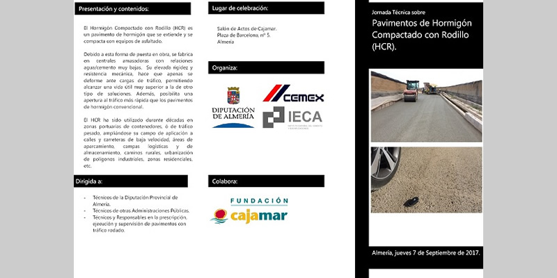 Almería. Jornada Técnica sobre “Pavimentos de Hormigón Compactado con Rodillo (HCR)”