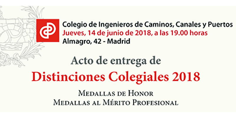 Distinciones Colegiales 2018. Colegiados Caminos Andalucía.