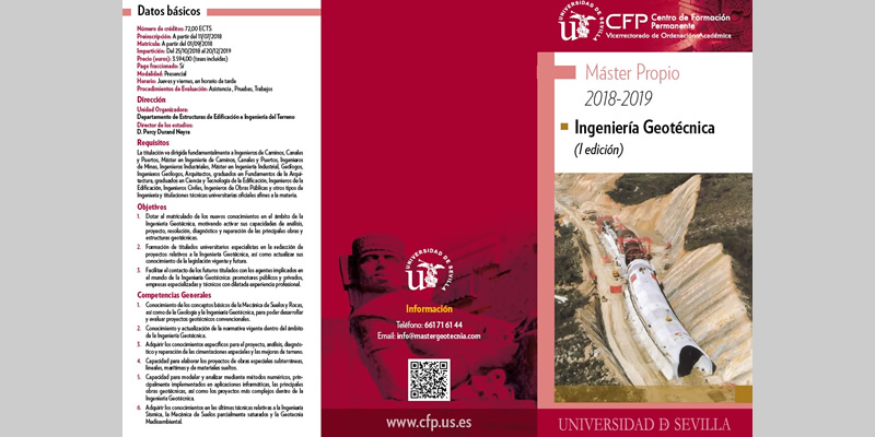 Sevilla. I Edición Máster en Ingeniería Geotécnica. Título propio de la Universidad de Sevilla