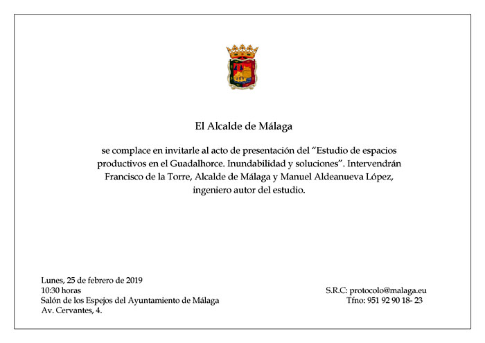 Málaga | Presentación del “Estudio de espacios productivos en el Guadalhorce. Inundabilidad y soluciones”