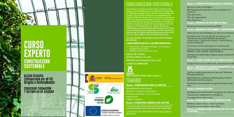 Curso Experto en Construcción Sostenible (Granada, Málaga, Sevilla)