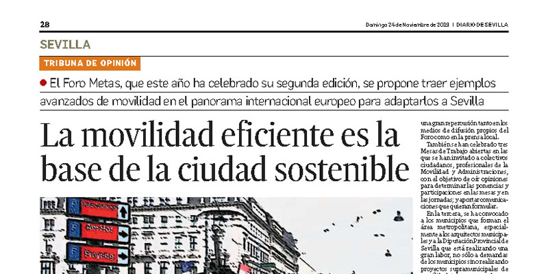 «La movilidad eficiente es la  base de la ciudad sostenible» por ANTONIO BARRIONUEVO (Director del Foro METAS)