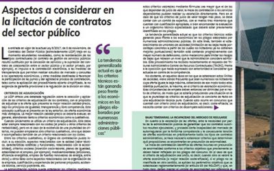 ESPECIAL BAJAS TEMERARIAS: «Aspectos a considerar en la licitación de contratos del sector público»