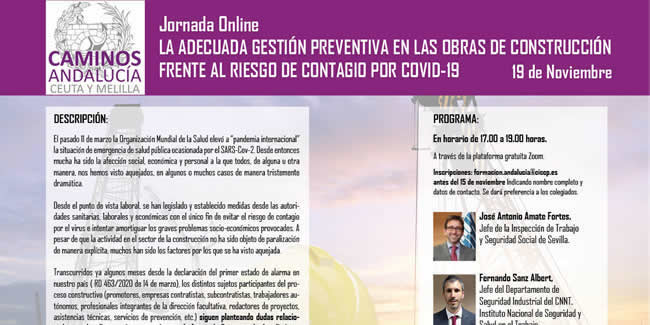 Jornada Online LA ADECUADA GESTIÓN PREVENTIVA EN LAS OBRAS DE CONSTRUCCIÓN FRENTE AL RIESGO DE CONTAGIO POR COVID-19