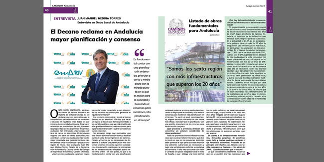 Disponible la revista de Caminos Andalucía · ESPECIAL Nueva Legislatura